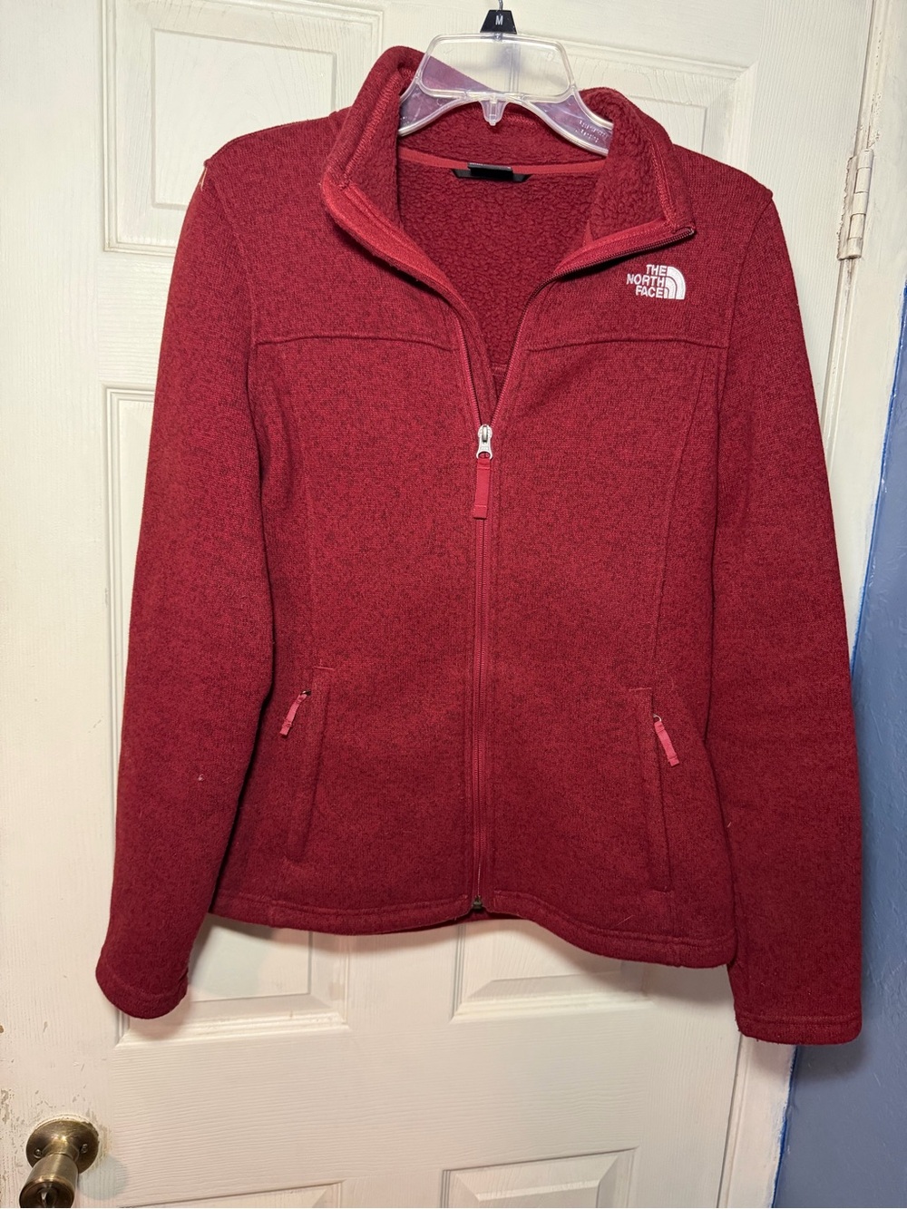 The North Face Women's Dark Red Full-Zip Teddy Fleece Jacket